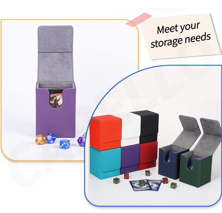 Card Case storage box accommodates 150 + cards and business cards in polyurethane leather fashion style